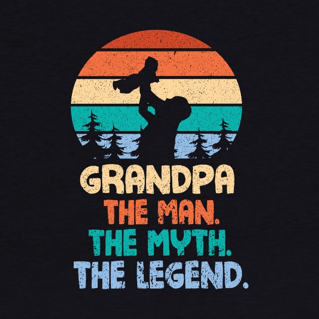 Grandpa The Man The Myth The Legend Happy Parent Father Independence July 4th Summer Day Vintage by DainaMotteut